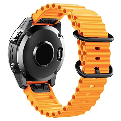 22 mm 26 mm Ozean Silikon Armband -Gurt für Garmin -Ansatz S62 Fenix5x 5plus Fenix ​​6x 6 6pro Fenix7x 7 Uhrenband Intinct1 2 Schnellfit -Armband D2 Watchbänder von GGYTMQL