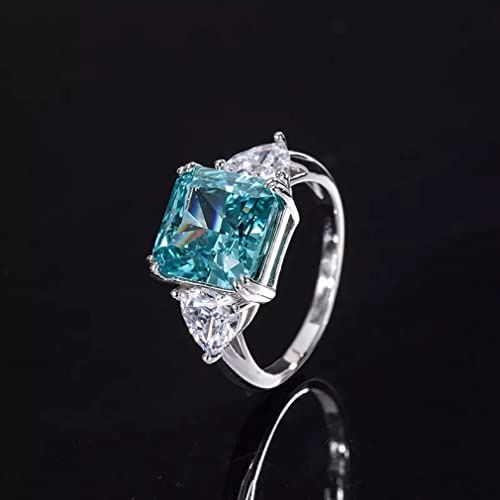 925 Sterling Silber 10 * 10 mm Mint grünes Kohlenstoffringe für Frauen funkelnde Hochzeitsschmuck Geschenk von GGYTMQL