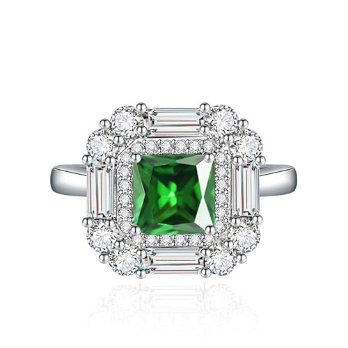 925 Sterling Silber Birthstone Eheringe für Frauen Girls Square Crystal Diamond Halo Offene Bänder Solitaire Asscher geschnittener Ring Kubikzirkonia Versprechen Jubiläum einstellbare Ringe (Gelb) von GGYTMQL