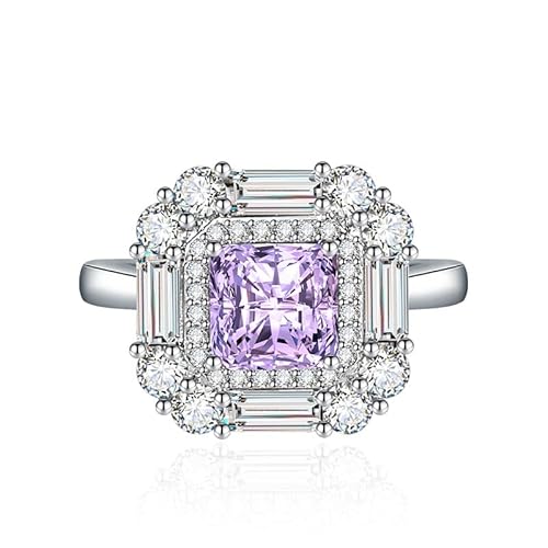 925 Sterling Silber Birthstone Eheringe für Frauen Girls Square Crystal Diamond Halo Offene Bänder Solitaire Asscher geschnittener Ring Kubikzirkonia Versprechen Jubiläum einstellbare Ringe (Gelb) von GGYTMQL