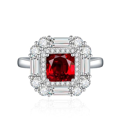 925 Sterling Silber Birthstone Eheringe für Frauen Girls Square Crystal Diamond Halo Offene Bänder Solitaire Asscher geschnittener Ring Kubikzirkonia Versprechen Jubiläum einstellbare Ringe (Gelb) von GGYTMQL