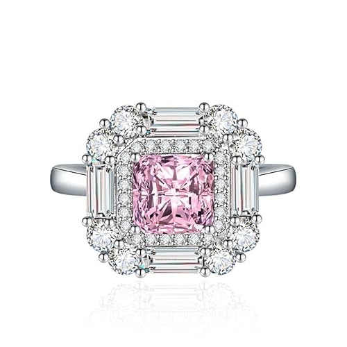 925 Sterling Silber Birthstone Eheringe für Frauen Girls Square Crystal Diamond Halo Offene Bänder Solitaire Asscher geschnittener Ring Kubikzirkonia Versprechen Jubiläum einstellbare Ringe (Gelb) von GGYTMQL