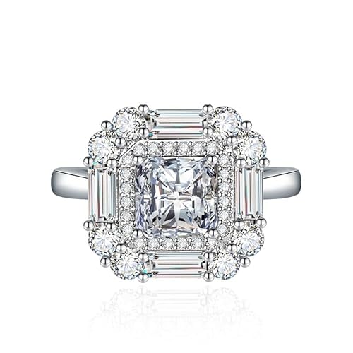 925 Sterling Silber Birthstone Eheringe für Frauen Girls Square Crystal Diamond Halo Offene Bänder Solitaire Asscher geschnittener Ring Kubikzirkonia Versprechen Jubiläum einstellbare Ringe (Gelb) von GGYTMQL