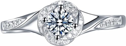 925 Sterling Silver Diamond Versprechen Ringe für Frauen, runder weißer Diamant 0,12CT, weißer Diamant 0,05CT, Verlobungsring, Ehering, Jubiläumsring, Größe V 1/2 925 Sterling Silver Diamond Versprechen Ringe für Frauen, runder weißer Diamant 0,12CT, weißer Diamant 0,05CT, Verlobungsring, Ehering, Jubiläumsring, Größe V 1/2 von GGYTMQL
