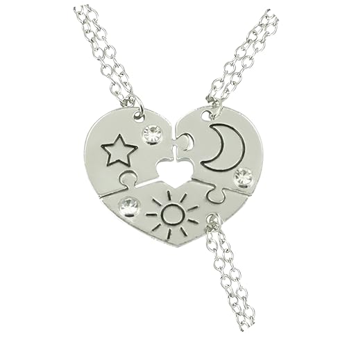 Accessorie Puzzle Stück Halskette für Frauen und Männer, Sun Moon Cloud Star Pendant Halskette Puzzle Anhänger 2/3/4/5 Stücke, Millennium Puzzle Halskette, Paar Halskette Puzzle Urlaub von GGYTMQL