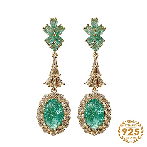 Drop -Ohrring für Frauen Blütenform Smaragd Edelsteinschmuck für Frauen Party s von GGYTMQL