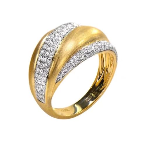GGYTMQL 18k Gold gefüllt, klobig kuppelmatt gebürstete Ehering -Ring für Frauen Croissant geflochtenes Twisted Stapeling Band für Frauen Statement Ring einbetten winziger Diamant offener Ring von GGYTMQL