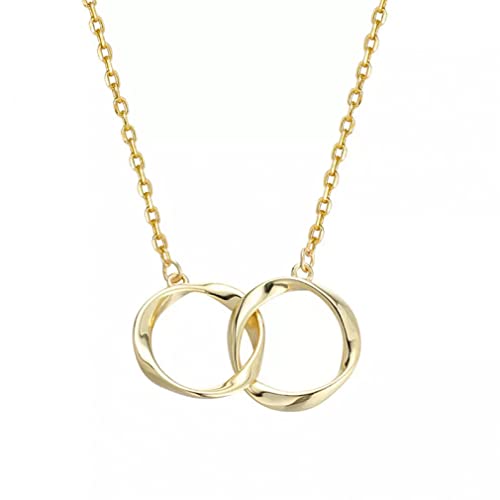 GGYTMQL 925 Doppelkreis Charme Halskette für Frauen Link -Ketten -Party Schmuck Choker von GGYTMQL