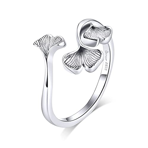GGYTMQL 925 Ginkgo Blattfinger Ringe für Frauen Hochzeit Schmuck von GGYTMQL