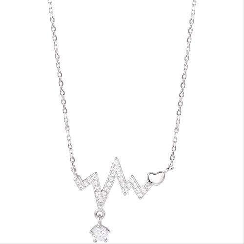 GGYTMQL 925 Zirkon Herzform Link -Kette Halskette für Frauen Geometrische Partyschmuck von GGYTMQL