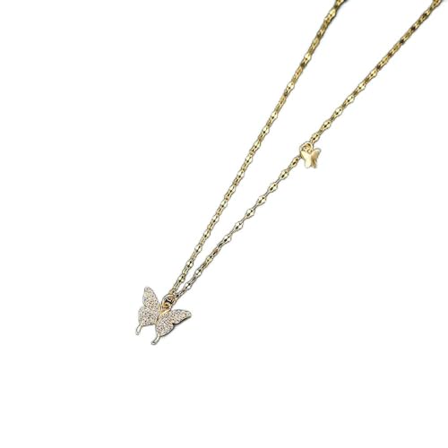 GGYTMQL 925 funkelnde Schmetterling Anhänger Halskette Schlüsselbein Kette für Frauen leicht, A GGYTMQL 925 funkelnde Schmetterling Anhänger Halskette Schlüsselbein Kette für Frauen leicht, A von GGYTMQL
