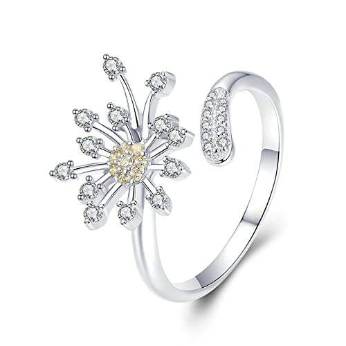 GGYTMQL Blühende Löwenzahnliebe Verstellbare Ringe für Frauen Hochzeit Engagement Schmuck von GGYTMQL