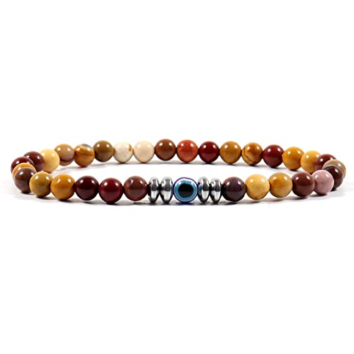 GGYTMQL Charm Schmuck Edelsteinarmband, natürliche Eigelb Steinperlen Perlenarmband, blau Ehe Augenheize Armreifen, elastisches Kristallarmband Mode Kristallschmuck für Männer Frauen von GGYTMQL