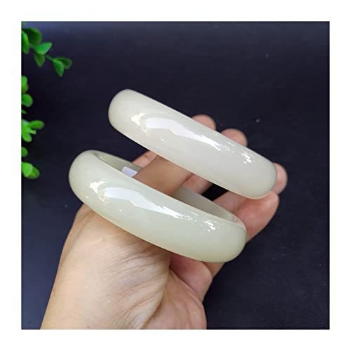 GGYTMQL Charme Armband Natural weiße Jade Armband Armband Jadeitjuwely Mode Amulett Geschenke für Frauen feiner Schmuck (Farbe: Weiß, Größe: 55-56 mm) von GGYTMQL