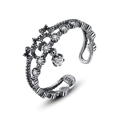 GGYTMQL Einstellbarer Ring von Frauen - Sterndoppelschicht mit Pendellmanschette Open Finger Ring, Jubiläums -CZ -Diamantring, Mädchen Damen Juwely von GGYTMQL