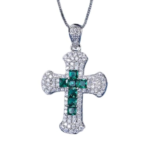 GGYTMQL Emerald Ruby Sapphire Cross Anhänger Halsketten für Frauen Edelstein Schmuck Lady Geschenk in China gemacht von GGYTMQL