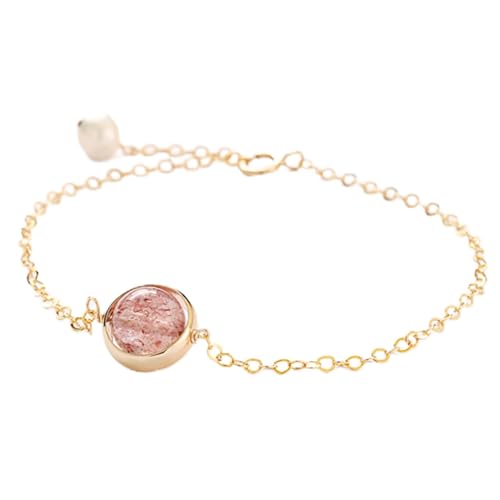 GGYTMQL Feng Shui Kristallarmband für Frauen Heilung natürlicher Erdbeerquarz Lapis Lazuli Sorte Gemstones Sterling Silber Gold Plattiert Armband Urlaub Schmuck Amulett zieht Glück an, Rosenquarz von GGYTMQL