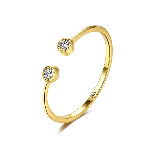 GGYTMQL Frauen mit Metall mit Metall mit einem verstellbaren Ring von 14K -Jubiläumsring - eingelegter Zirkon glänzender, offener Fingerring, stapelbarer Fugenschwanz -Daumenring von GGYTMQL
