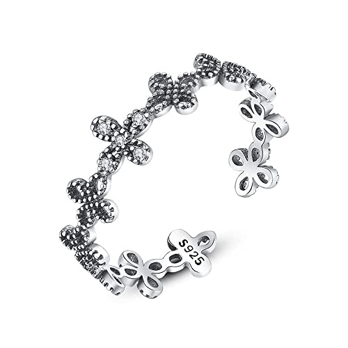 GGYTMQL Geschnitzte verstellbare Ring von Frauen - Blumensimulation glänzender Diamant verstellbarer offener Fingerring, Jubiläumsgelenk Ring, Mädchen Damen Handgemachte Jude von GGYTMQL