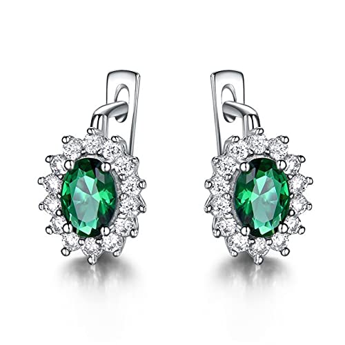 GGYTMQL Grüne Emerald Blue Sapphire Edelstein -Clip -Ohrringe für Frauen Hochzeit Schmuck Hochzeit von GGYTMQL