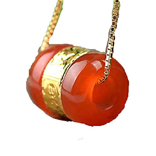 GGYTMQL Halskette Shipping Chalcedon Transfer Perlen Anhänger Gold Jade Lulutong Halskette Glück Amulett Liebhaber Schmuck für Männer Frauen Geschenk von GGYTMQL
