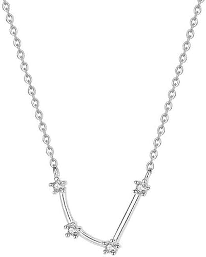 GGYTMQL Halskette Silber Halsketten für Frauen, Zodiac Sterling Womeelegant Ladies Constellatiozirconia Patterpendant Geschenkschmuck Mädchen Geburtstagsgeschenk von GGYTMQL