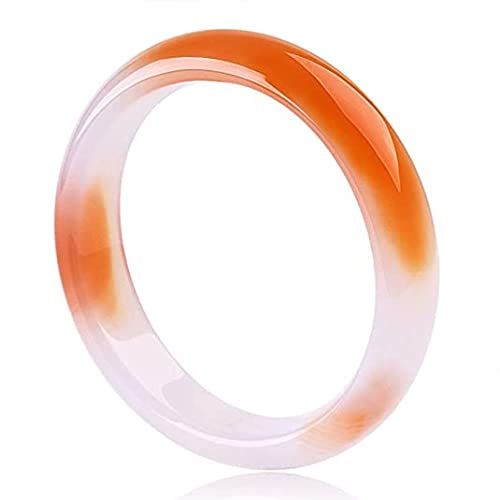 GGYTMQL Jade-Armband Armreifen für Frauen natürliches Achat, orange schwimmende Blume Jade Armreifen, chinesisches elegantes und klassisches Glücks-Jade-Armband, mit Schmuckschachtel, 56-64 mm, 62 mm von GGYTMQL