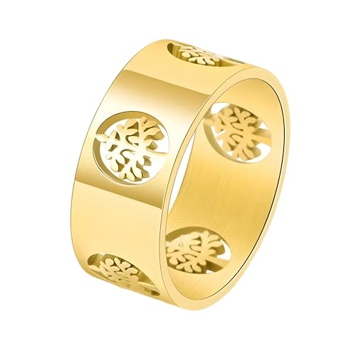 GGYTMQL Mädchen produziert Männer Titanium Stahlbaum des Lebens Ring Männer Hohllosen lässigen Gelegenheitsringen Schmuck-T40 Geschenke von GGYTMQL