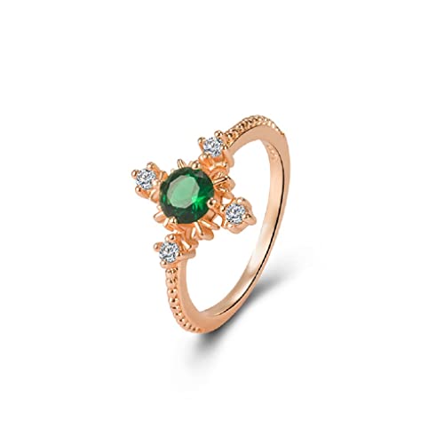 GGYTMQL Mode 14K Roségold natürliche Emerald Ringe Simulation Diamant Kubik Zirkonia Jubiläumsversprechen Ring Eternity Engagement Ehering -Band Ring für Frauen von GGYTMQL