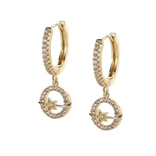 GGYTMQL Reifenohrringe für Frauen Blüten Mond Zirkonstierstichring Ohrring Juwely Pendientes von GGYTMQL