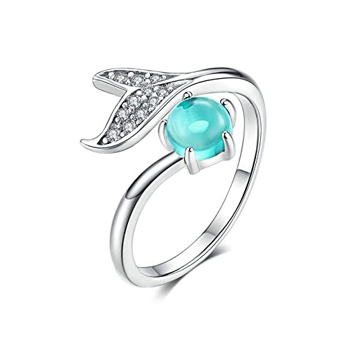 GGYTMQL Ring Blue Ocean Stone Tränenfischschwanz Ringe für Frauen offener Ringschmuck von GGYTMQL