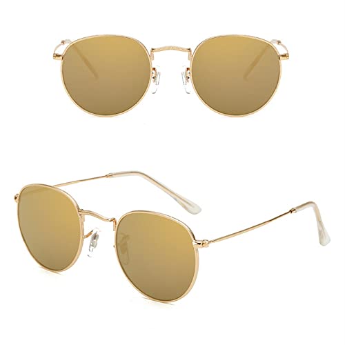 GGYTMQL Runde Sonnenbrille für Damen und Herren, Steampunk-Sonnenbrille, Vintage, Punk, Metallschattierungen, Goldfarben (Mirror Gold), Einheitsgröße von GGYTMQL