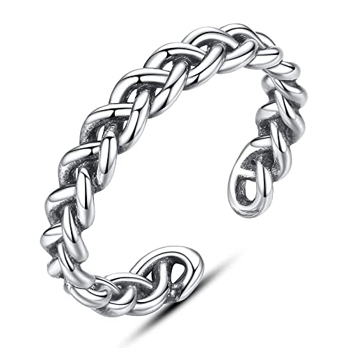 GGYTMQL Stil gewebter verstellbarer Ring - Einfacher Kreis verdrehen geformter Hohlfinger, Distressed Stapelable Tail Ring, billige Geschenke Frauen Mädchen von GGYTMQL