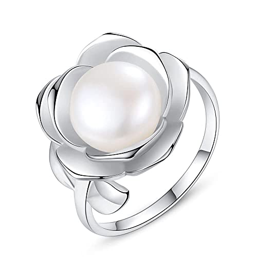 GGYTMQL Verstellbare S925 -Ring für Damen - Süßwasserperlen übergroß von GGYTMQL