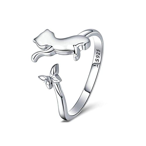 GGYTMQL Verstellbarer Ring für Frauen Schmetterling Tail Tiere Katze Ringe handgefertigt offener Finger Ring Girls Geburtstag Geschenke Party Kristallschmuck von GGYTMQL