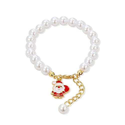 GGYTMQL Weihnachtsarmband weiße Perle Armband Weihnachtsbaum Santa Charme Armband für Frauen Urlaub Weihnachten Armband Schmuckgeschenke von GGYTMQL