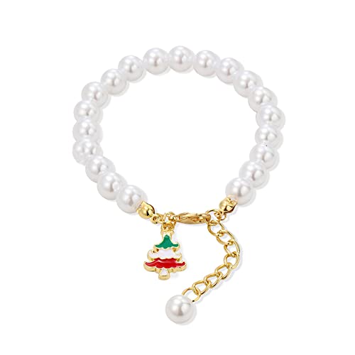 GGYTMQL Weihnachtsarmband weiße Perle Armband Weihnachtsbaum Santa Charme Armband für Frauen Urlaub Weihnachten Armband Schmuckgeschenke von GGYTMQL
