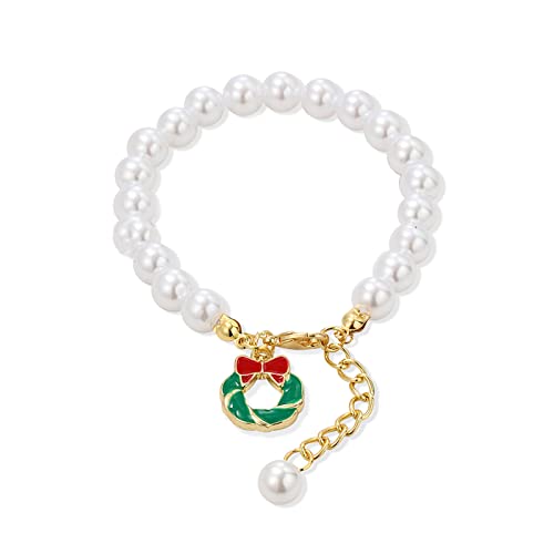 GGYTMQL Weihnachtsarmband weiße Perle Armband Weihnachtsbaum Santa Charme Armband für Frauen Urlaub Weihnachten Armband Schmuckgeschenke von GGYTMQL