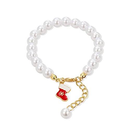 GGYTMQL Weihnachtsarmband weiße Perle Armband Weihnachtsbaum Santa Charme Armband für Frauen Urlaub Weihnachten Armband Schmuckgeschenke von GGYTMQL