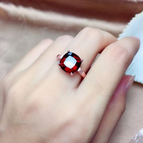 Halo Art Deco Ruby Verlobungsring Square Cubic Zirkonia 925 Sterling Silber gefälschte Diamantringe für Frauen CZ Hochzeitsfeier Statement Cocktails Klassische Mode offene Bands Verstellbare Ringe von GGYTMQL