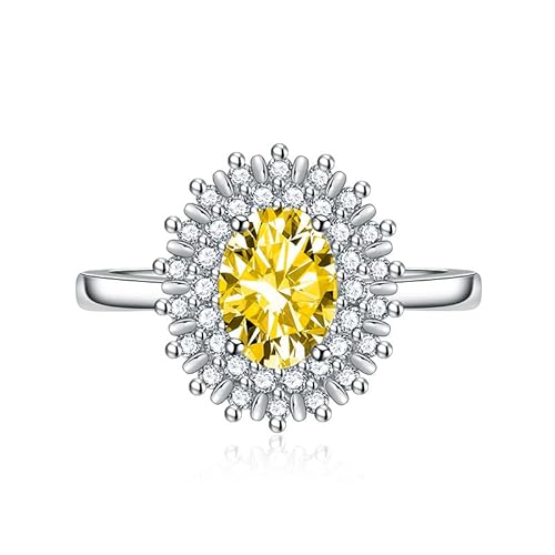 Kubische Zirkonia -Brauthalo -Ringe Oval Cut CZ Engagement Ehering für Frauen 925 Sterling Silber erzeugt Ruby Red Edelstein Emerald Topaz Pink Gem Versprechen offen einstellbarer Ring (Pink) von GGYTMQL