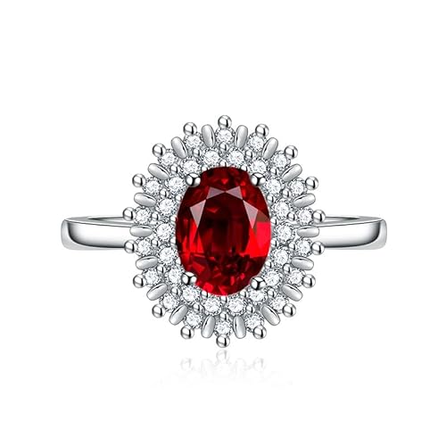 Kubische Zirkonia -Brauthalo -Ringe Oval Cut CZ Engagement Ehering für Frauen 925 Sterling Silber erzeugt Ruby Red Edelstein Emerald Topaz Pink Gem Versprechen offen einstellbarer Ring (Pink) von GGYTMQL
