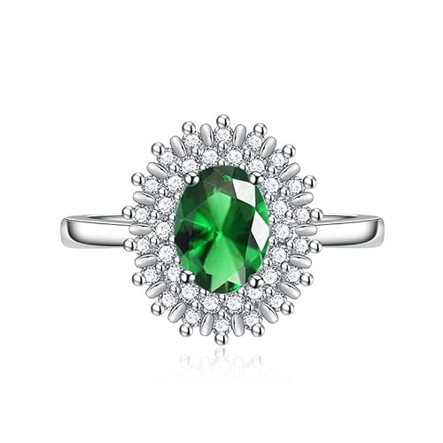 Kubische Zirkonia -Brauthalo -Ringe Oval Cut CZ Engagement Ehering für Frauen 925 Sterling Silber erzeugt Ruby Red Edelstein Emerald Topaz Pink Gem Versprechen offen einstellbarer Ring (Pink) von GGYTMQL