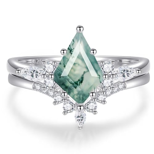 Natural Edelsteinringe Sterling Silber Engagement Ringe für Frauen Kite Schnitt Lapis Lazuli Eheringe Lapis Lazuli Versprechen Ringgeschenk für Valentinstag Größe 5-9 von GGYTMQL