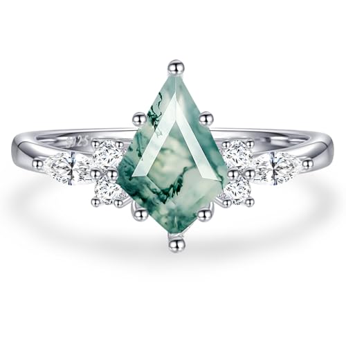 Natural Edelsteinringe Sterling Silber Engagement Ringe für Frauen Kite Schnitt Lapis Lazuli Eheringe Lapis Lazuli Versprechen Ringgeschenk für Valentinstag Größe 5-9 von GGYTMQL