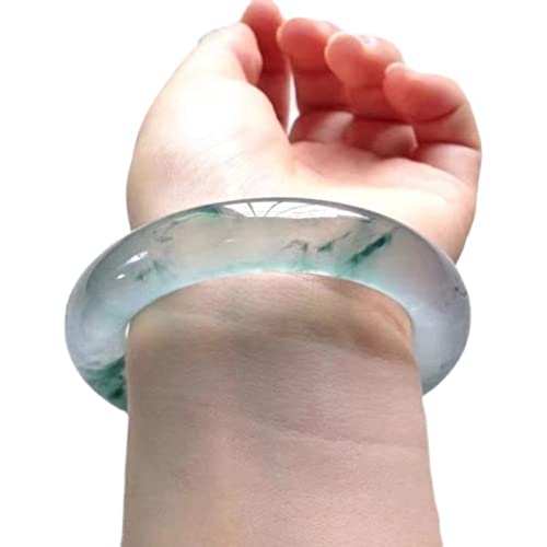 Natural Jade Armreifen, durchscheinende Farbfarbs schwimmende grüne Blume Jade Armreifen, Damen mittel breite Jade Jade Armreif Armband, Schmuck, für die Familie, für Freund, mit Schmuckschachtel, von GGYTMQL