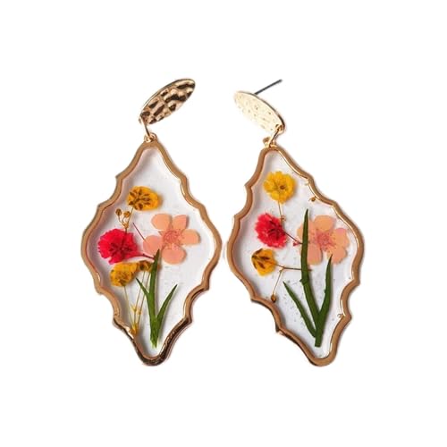 Ohrring Geomotrische gepresste Blumen- und Blattohrringe einzigartige Ohrring mit Blumen Frauen Ohrringe von GGYTMQL