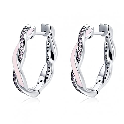 Pink & Clear Twist of Fate Hoop Ohrringe für Frauen Ohrringe Schmuck Pink & Clear Twist of Fate Hoop Ohrringe für Frauen Ohrringe Schmuck von GGYTMQL