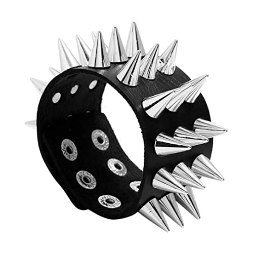 GGpone Spike besetzt Bangel Punk Leder Armband Armband für Männer Frauen Blackpunk - von GGpone