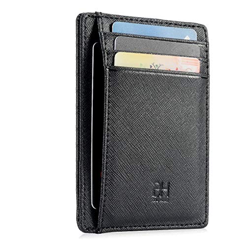 GH GOLD HORSE Damen Schlanke Rfid Blocking-Kartenhalter Minimalist Leder Vordertasche Brieftasche Klein Cross-schwarz von GH GOLD HORSE